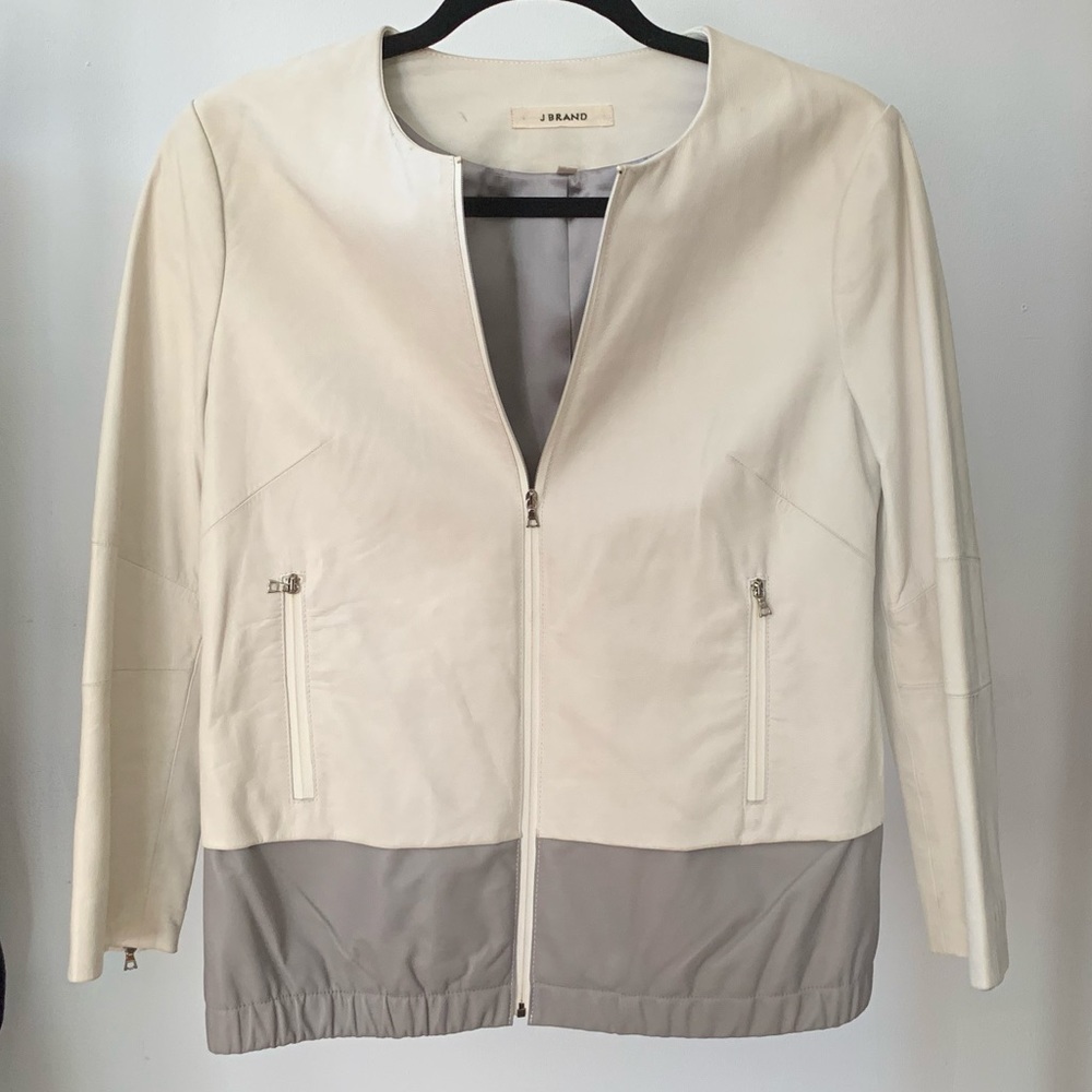 J Brand White Leather Jacket
